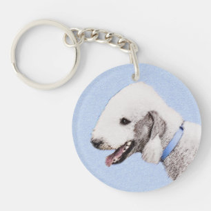Bedlington Terrier Painting - Original Dog Art Keychain