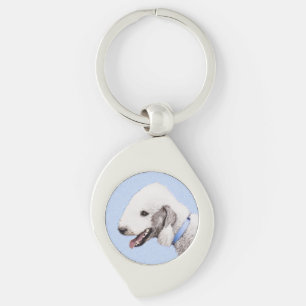 Bedlington Terrier Painting - Original Dog Art Keychain