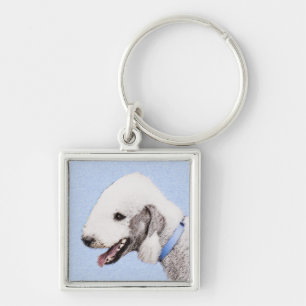 Bedlington Terrier Painting - Original Dog Art Keychain