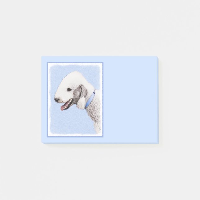 Bedlington Terrier Painting - Original Dog Art Post-it Notes (Front)