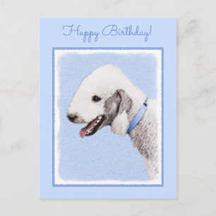 Bedlington Terrier Painting - Original Dog Art Postcard