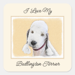 Bedlington Terrier Painting - Original Dog Art Square Sticker