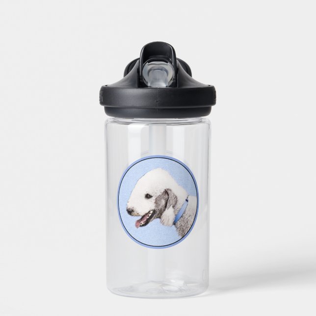 Bedlington Terrier Painting - Original Dog Art Water Bottle (Front)