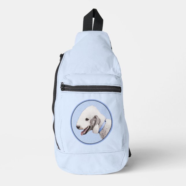 Bedlington Terrier Painting Sandy Colour Dog Art Sling Bag (Front)