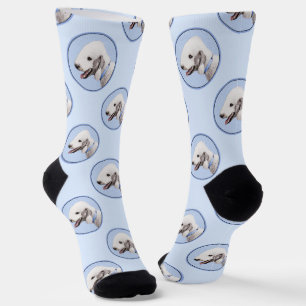 Bedlington Terrier Painting Sandy Colour Dog Art Socks
