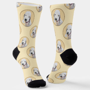 Bedlington Terrier Painting Sandy Colour Dog Art Socks