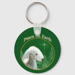 Bedlington Terrier Peace Keychain