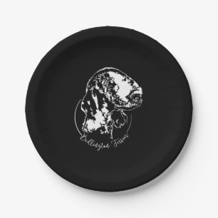 Bedlington Terrier portrait dog mom Paper Plate