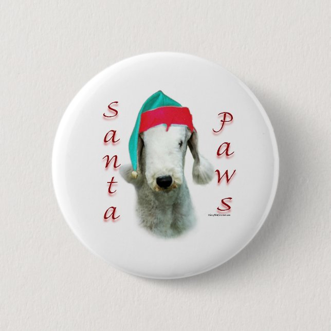 Bedlington Terrier Santa Paws 2 Inch Round Button (Front)