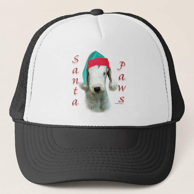 Bedlington Terrier Santa Paws Trucker Hat (Front)