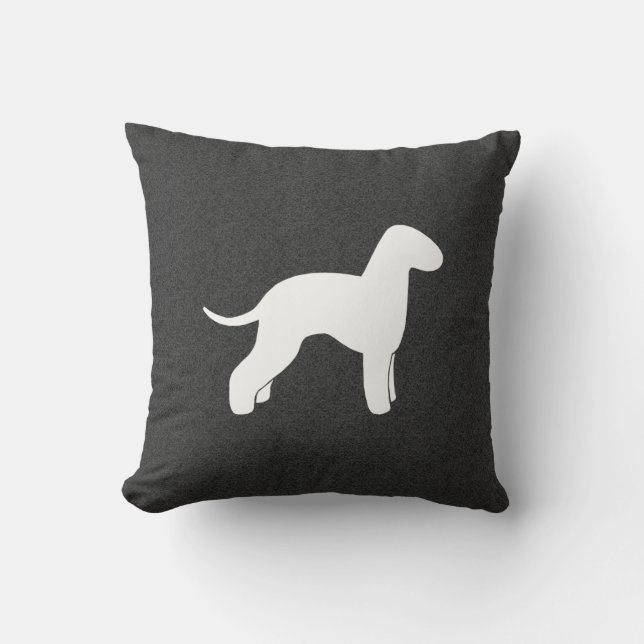 Bedlington Terrier Silhouette Throw Pillow (Front)