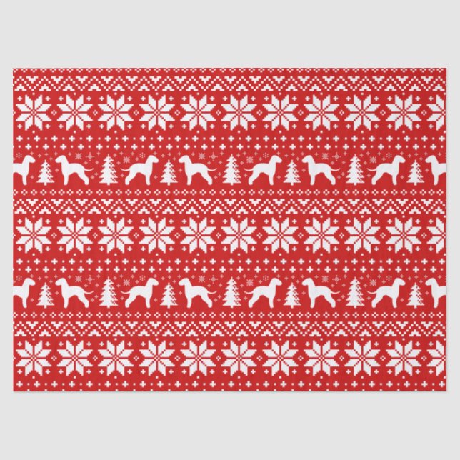 Bedlington Terrier Silhouettes Christmas Pattern Tissue Paper (Front)