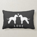 Bedlington Terrier Silhouettes Love Lumbar Pillow<br><div class="desc">Bedlington Terrier Silhouettes with Heart and Personalized Text. Makes a Nice Wedding Gift for Bedlington Lovers.</div>