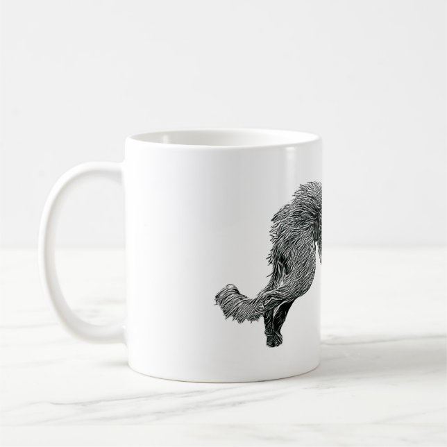 Bedlington Whippet Lurcher Dog Line Drawing Art Coffee Mug (Left)