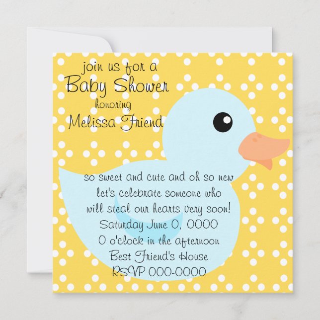 Bedotted Duck in Blue Invitation (Front)