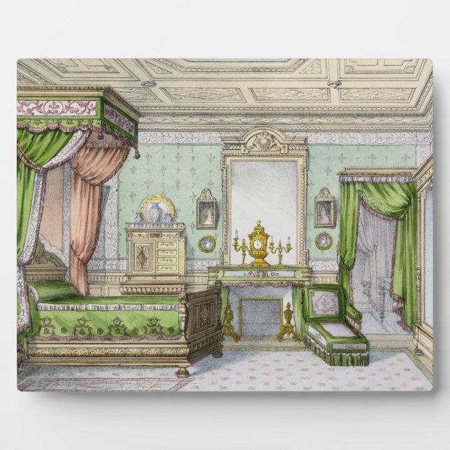 Bedroom in the Renaissance style (color litho) Plaque (Front)