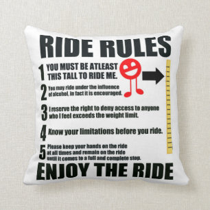 Bedroom Innuendo Funny Ride Rules Throw Pillow