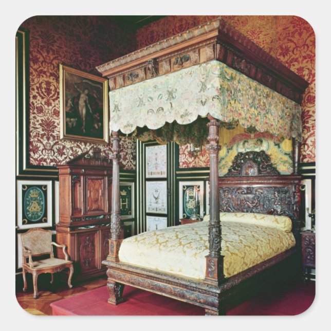 Bedroom of Henri II  and Diane de Poitiers Square Sticker (Front)