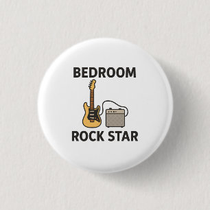 Bedroom Rock Star Guitar & Amp Design for Musician 1 Inch Round Button