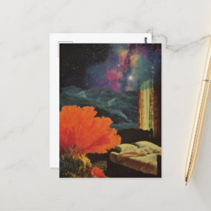 Bedroom under the Sea Surreal Mixed media collage Postcard