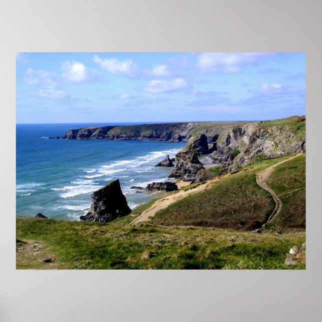 Bedruthan steps Cornwall Poster (Front)