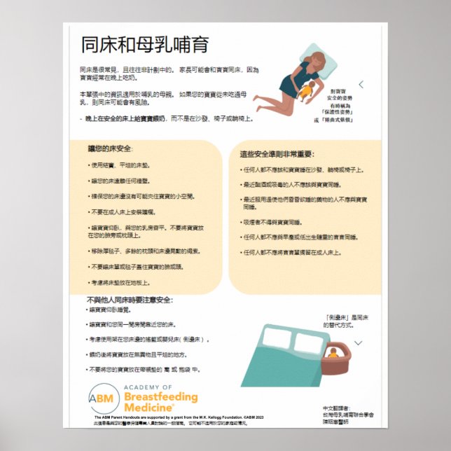 Bedsharing and Breastfeeding Poster (Chinese) (Front)