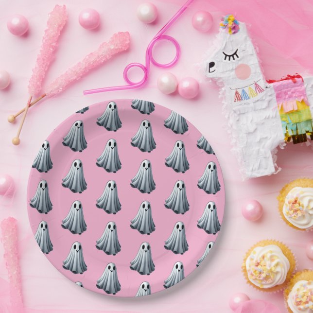 bedsheet ghost  paper plate (Party)