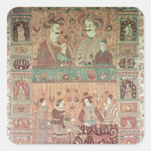 Bedspread depicting native potentates square sticker