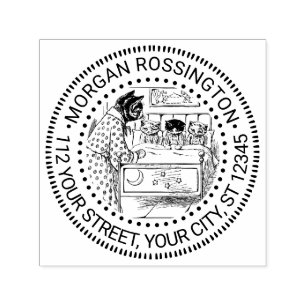 Bedtime For Kittens Drawing Name Return Address Self-inking Stamp