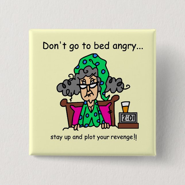 Bedtime Humour 2 Inch Square Button (Front)