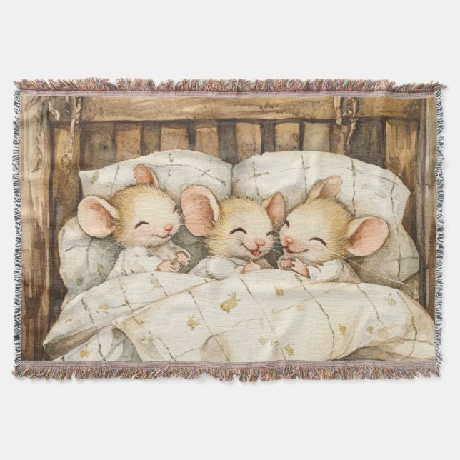 Bedtime Mice Throw Blanket (Front)