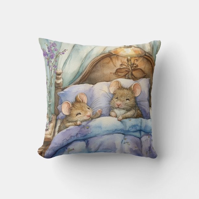 Bedtime Mice Throw Pillow (Front)