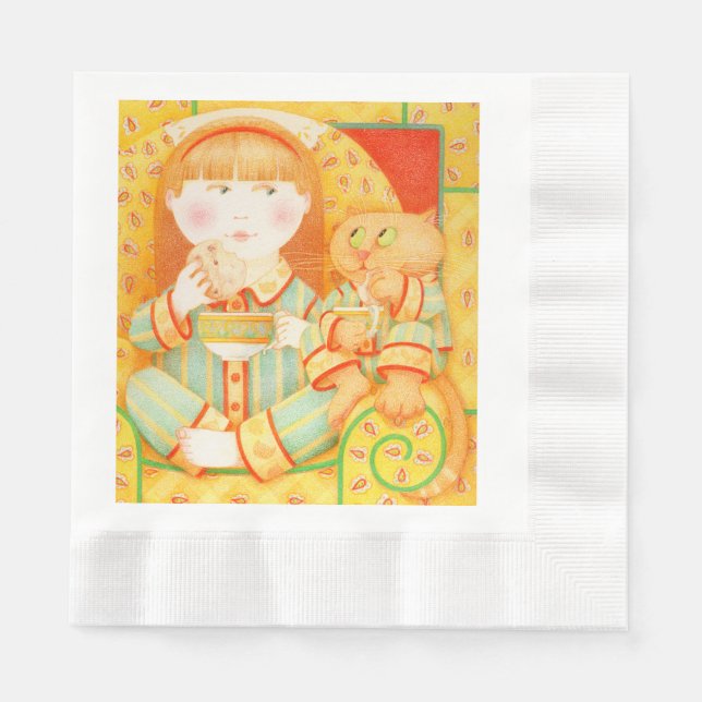 BEDTIME SNACK Coined Luncheon Paper Napkins (Front)