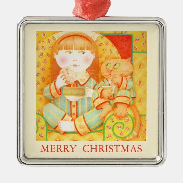 BEDTIME SNACK Premium Ornament + Text / Cream (Front)