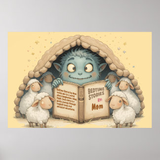 Bedtime Stories by Mom Cute Monster Baby Blanket Poster