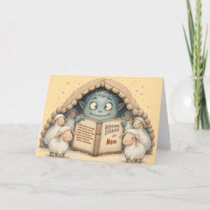 Bedtime Stories by Mom Cute Monster Baby Blanket Thank You Card