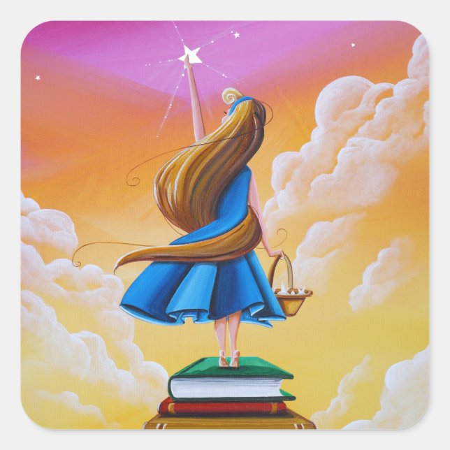 Bedtime Stories - reach for the stars Square Sticker (Front)