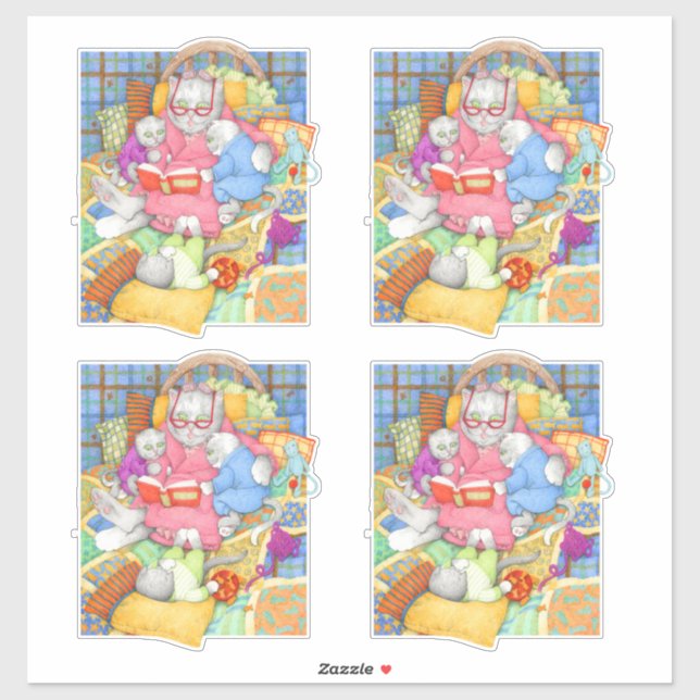 BEDTIME STORY 6" Vinyl Stickers (4)  (Sheet)