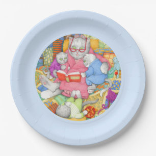 BEDTIME STORY 9" Round Paper Plates - Blue