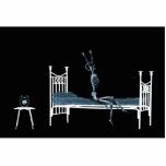 Bedtime X-Ray Skeleton Black Blue Standing Photo Sculpture<br><div class="desc">High Quality, highly collectable and easy to customize x-ray style human skeleton design. A modern and cool Halloween & Gothic style design. This X-Ray vision style skeleton design featuring a skeleton in bed getting ready to rest in peace from Galleria Voxeed's X-ray Vision Skeleton Collection makes a really cool gift...</div>