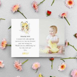 Bee 1st Birthday Personalized Photo Thank You Card