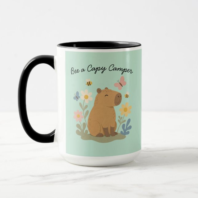 Bee a Capy Camper Capybara Mug (Left)