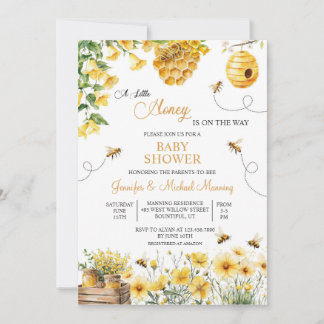 Bee A Little Honey is on the Way Baby Shower Invitation