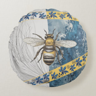 Bee aesthetic round pillow