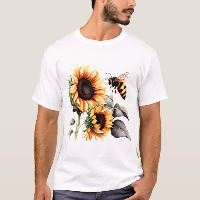 Bee Among Sunflowers Tee (Front)