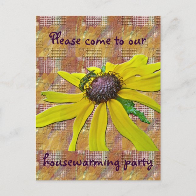Bee and Black Eyed Susan Housewarming Party Invitation Postcard (Front)