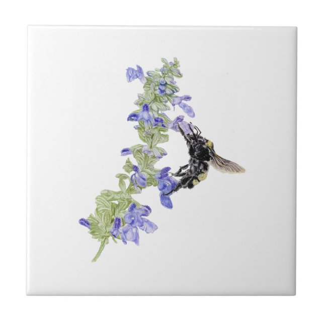 Bee and Blue Sage Tile (Front)