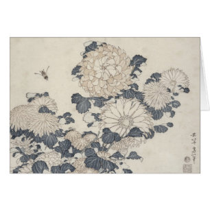 Bee and chrysanthemums