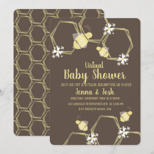 Bee and Daisy Floral Virtual Baby Shower Invitation