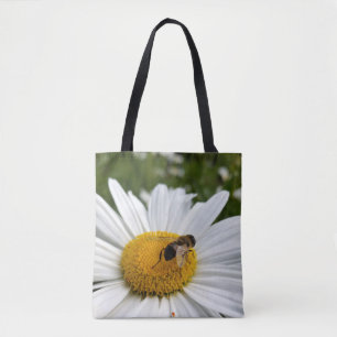 bee and daisy tote bag